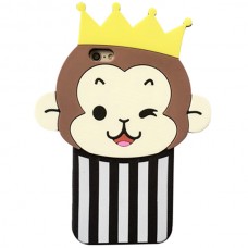iPhone 6 6s Plus 5.5 - 3D Silicone Cute Soft Protective Phone Cover Case - Monkey on Crown